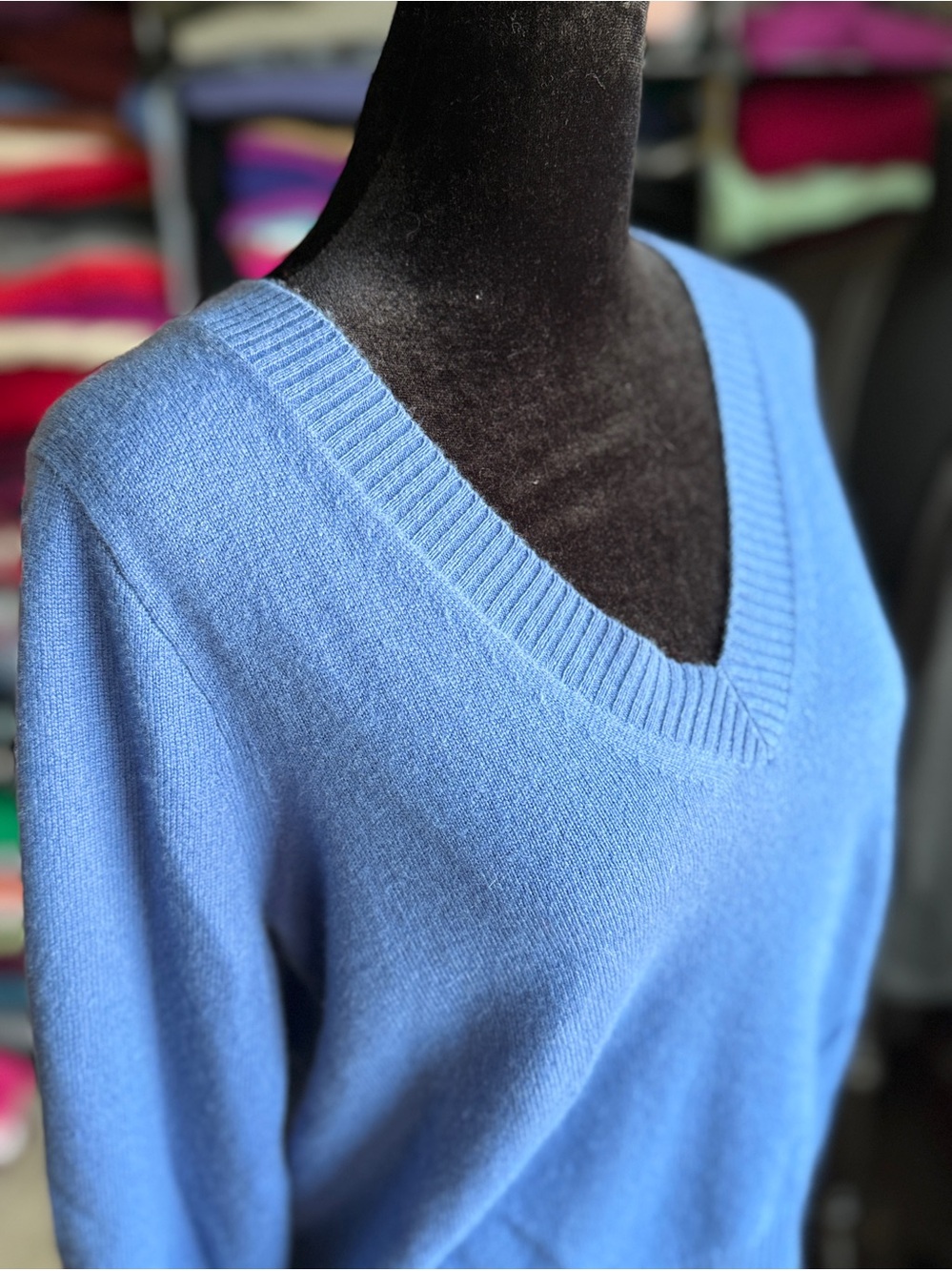 J. Crew Women's V-Neck Cashmere Sweater in Sky Blue